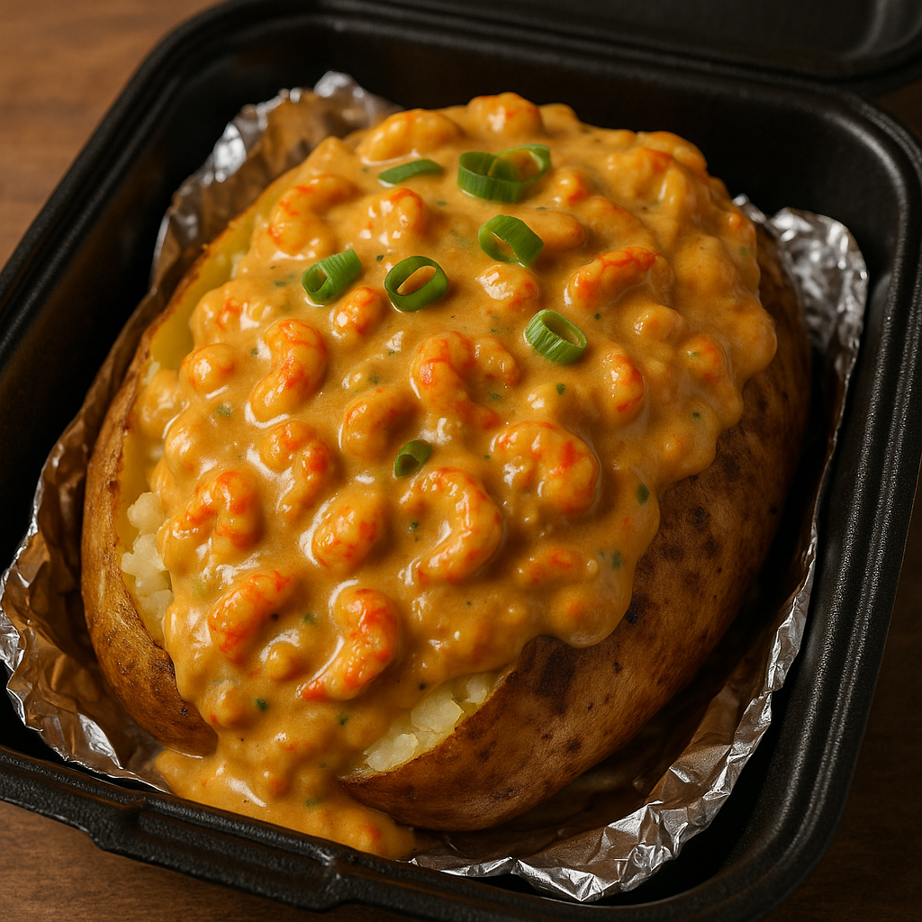 Crawfish Étouffée Potato - Loaded baked potato with creamy crawfish